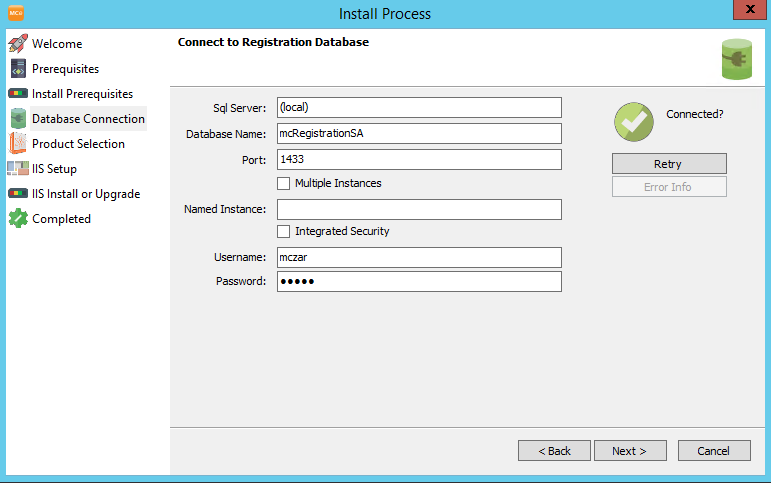 Database Connection Step